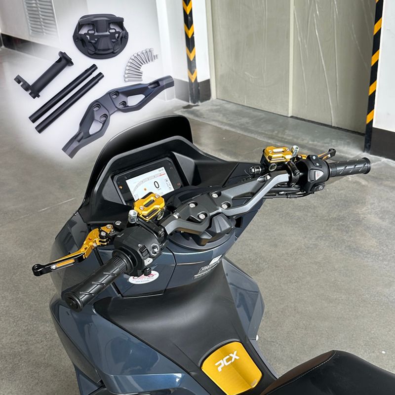 SEMSPEED ホンダ PCX160 PCX125 2025対応 CNCハンドルバーライザーキット 7/8インチ クラブマンバー ブラック