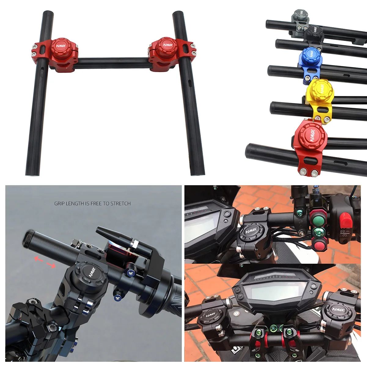 Semspeed ヤマハ NMAX155 NMAX150 NMAX125 2023対応 CNCアルミ製 クロスバーハンドルバー 調整可能 左右1セット