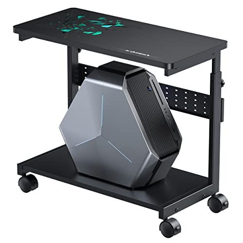 U-POWER 昇降式L字デスク PCラック パソコンラック pcワゴン 高さ調整可能(幅32?奥行67x高さ60~80cm)ブラックX-1ｍａ