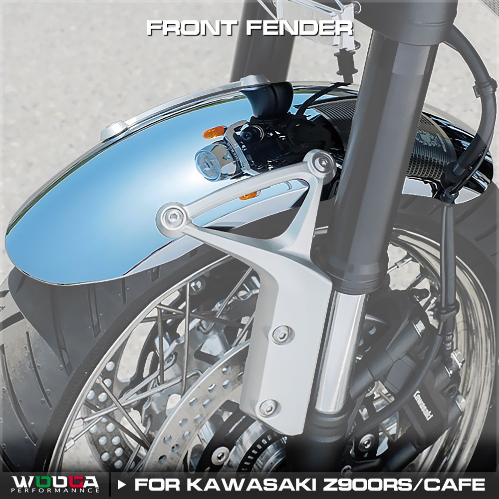 WOOGA カワサキ Z900RS カフェ 2018〜2024対応 フロントフェンダー 拡張クローム メッキブラケット マッドガード