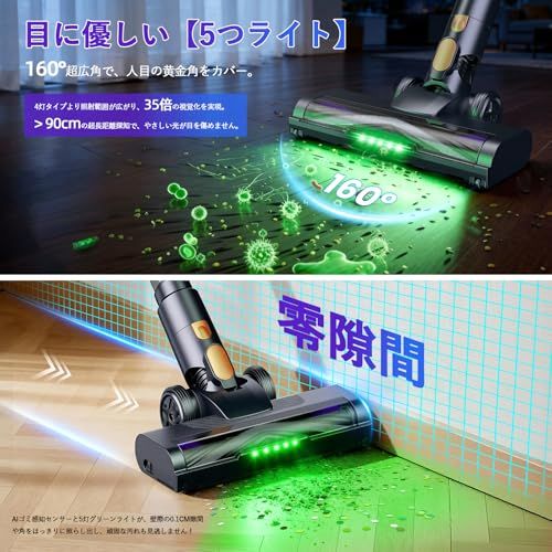 掃除機 コードレス 業界革新！AI汚れ自動検知 LEDライト 65分連続稼働 掃除機 コードレス【2027先行モデル！コスパ最強！充電＆収納スタンド