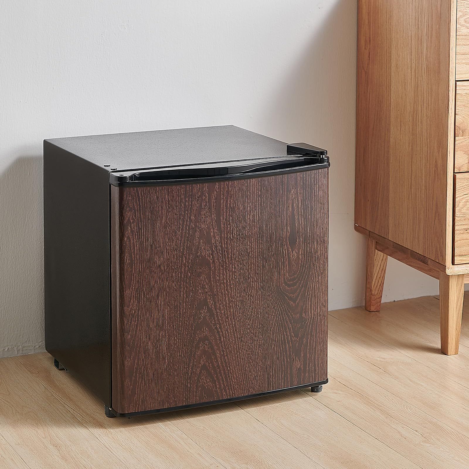 新古品 冷蔵庫 50l 一人暮らし 左開き 1ドア 木目調 ドアに凹みあり ☆新品☆【暮らしにフィット、左右付け替え可能】 SKK 1ドア冷蔵庫 50L