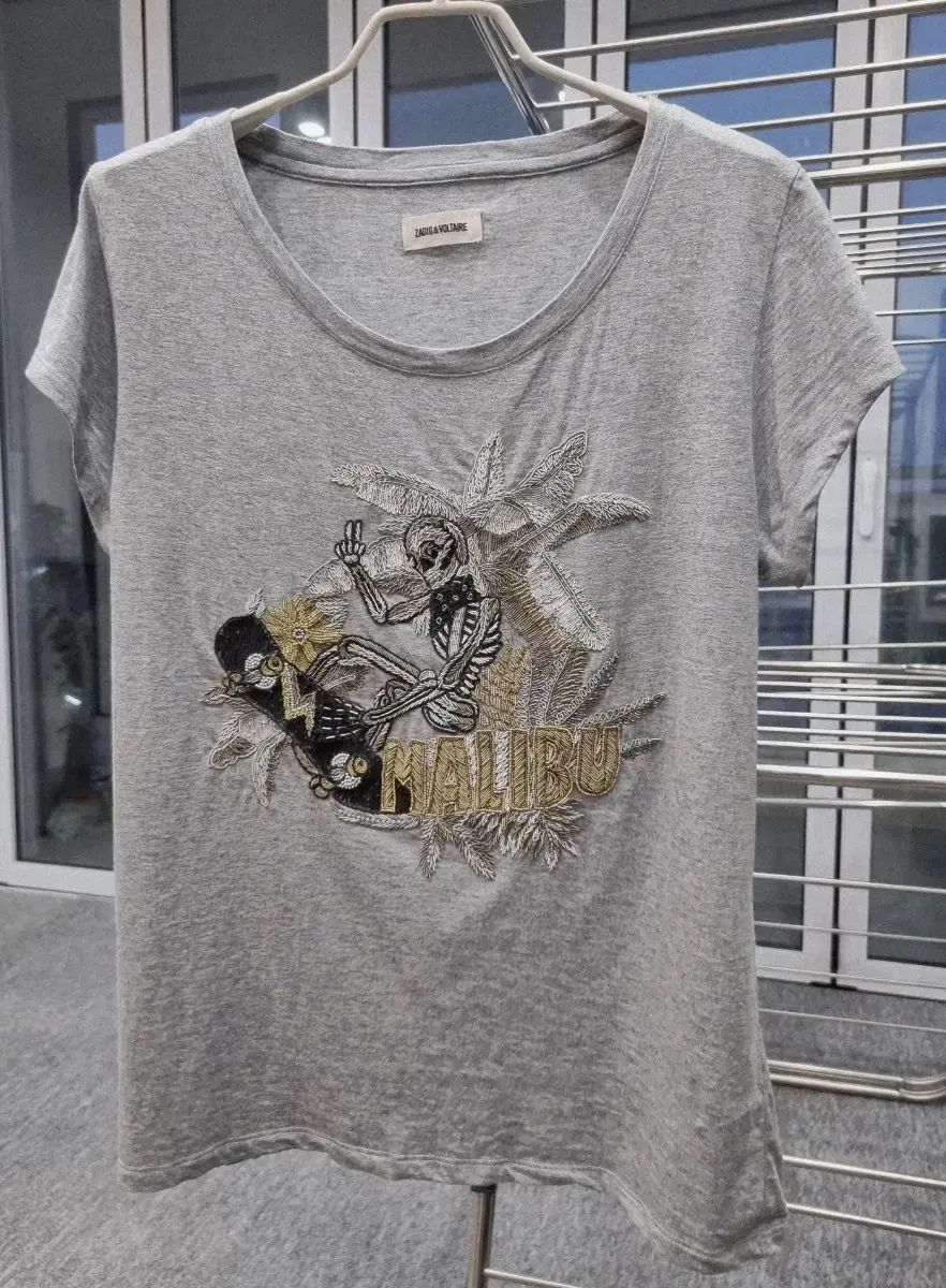 90/ ザディグ・エ・ヴォルテール メリブ スカル スケートボード 刺繍 半袖 Tシャツ