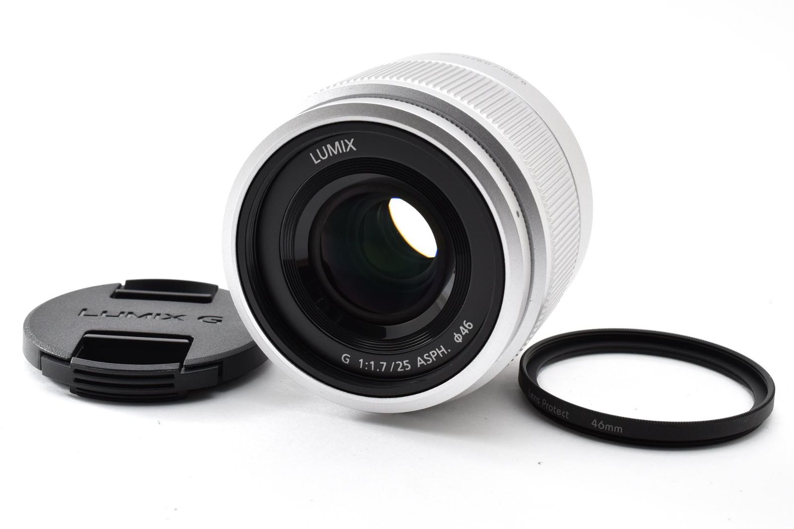 実用光学美品 Panasonic パナソニック LUMIX G 1.7 25mm H-H025 シルバー AFレンズ #4359-3