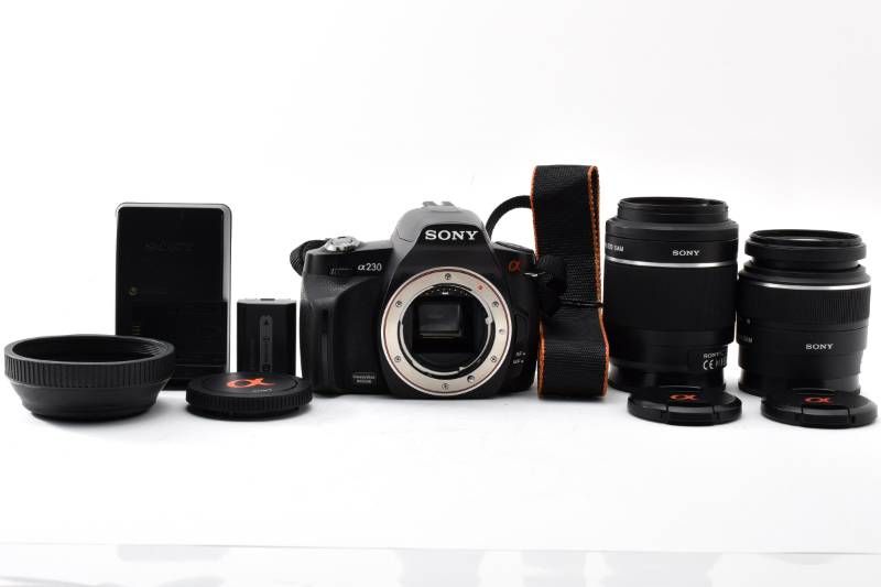 実用品 Sony ソニー α230 DSLR-A230 / DT 18-55mm 3.5-5.6 / DT 4-5.6 55-200mm ダブルレンズキット シャッター数4454枚と少ない #4365-3