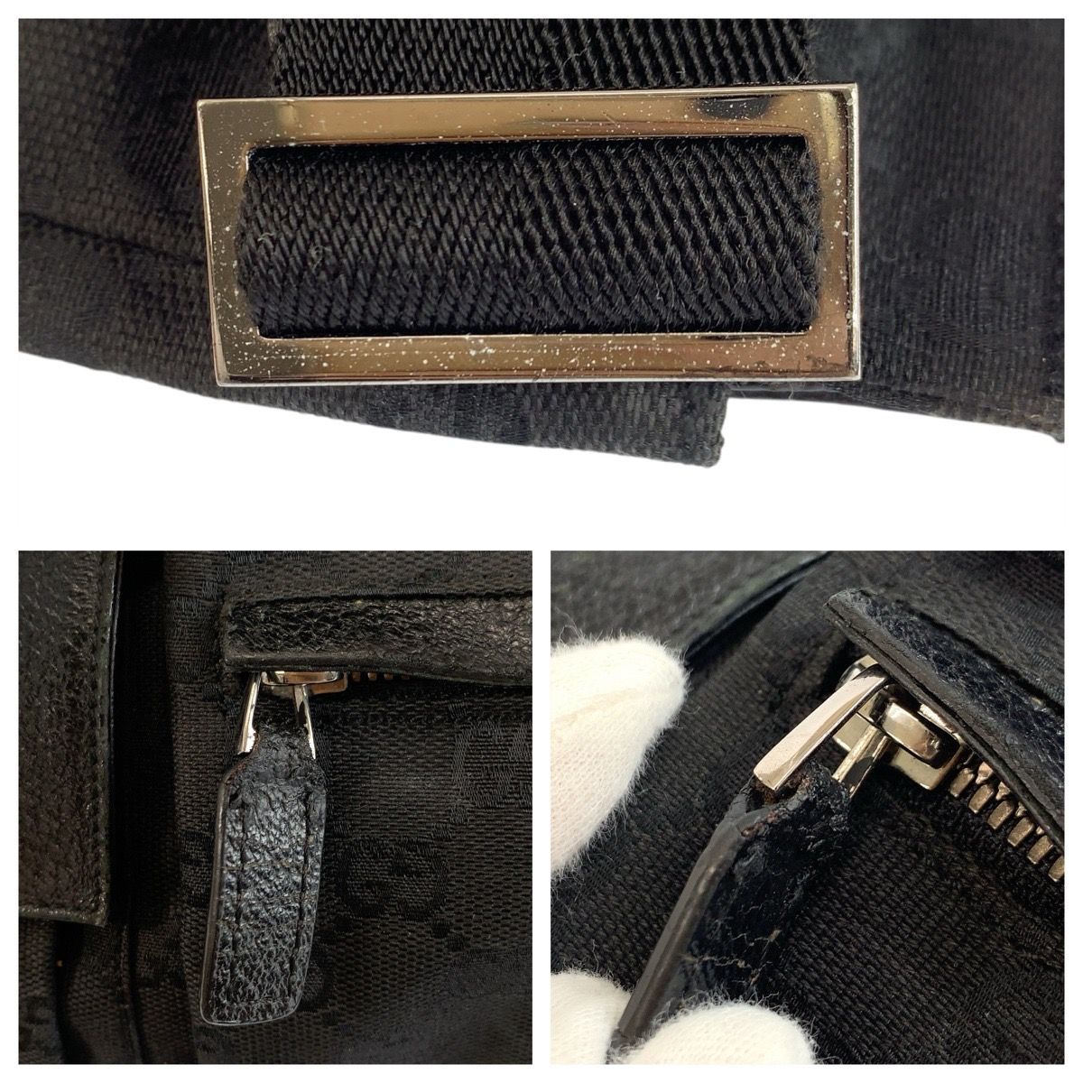 GUCCI グッチ ブラック 黒 シルバー金具 GGキャンバス/レザー 28566