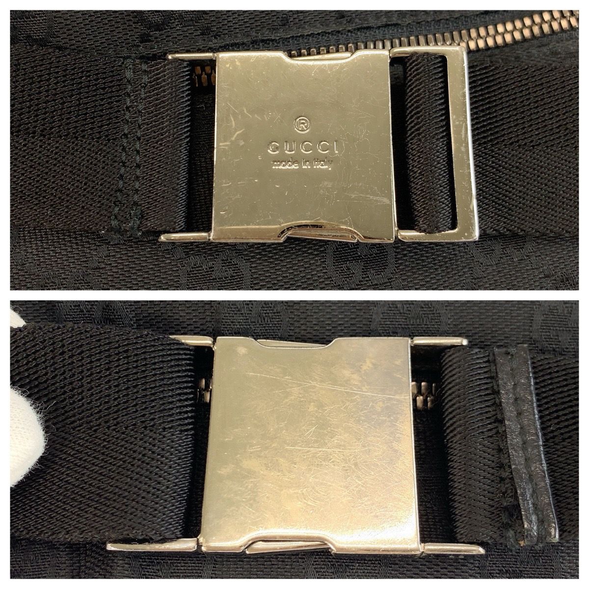 GUCCI グッチ ブラック 黒 シルバー金具 GGキャンバス/レザー 28566
