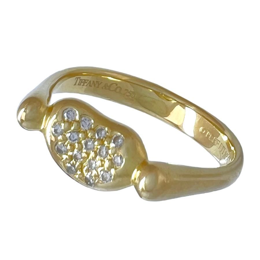TIFFANY&Co. ティファニー リング ビーン ダイヤ パヴェ 750 K18 YG エルサ ペレッティ 12号 指輪 TIFFANY&Co. ティファニー リング ビーン ダイヤ パヴェ 750 K18 YG エルサ ペレッティ 12号 指輪