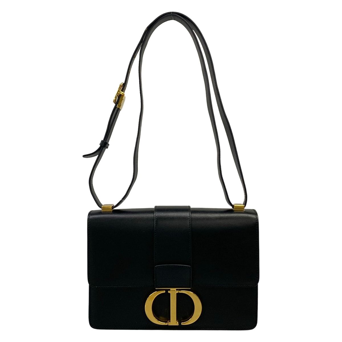 DIOR/ChristianDior(ディオール/クリスチャンディオール) ショルダーバッグ 30モンテーニュフラップバッグ 黒 ゴールド金具 レザー