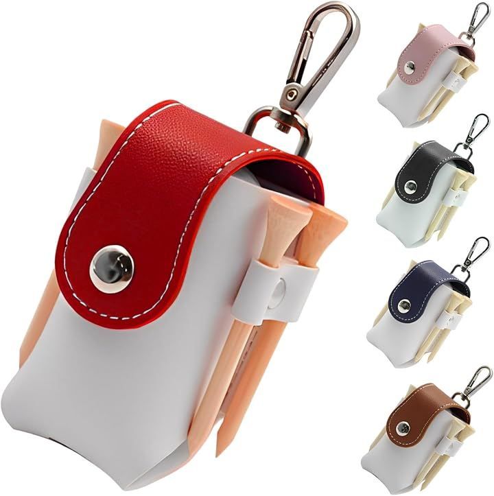Fogman Golf Ball Case for Men Women Stylish Cute Color Lightweight PU Leather (Red)