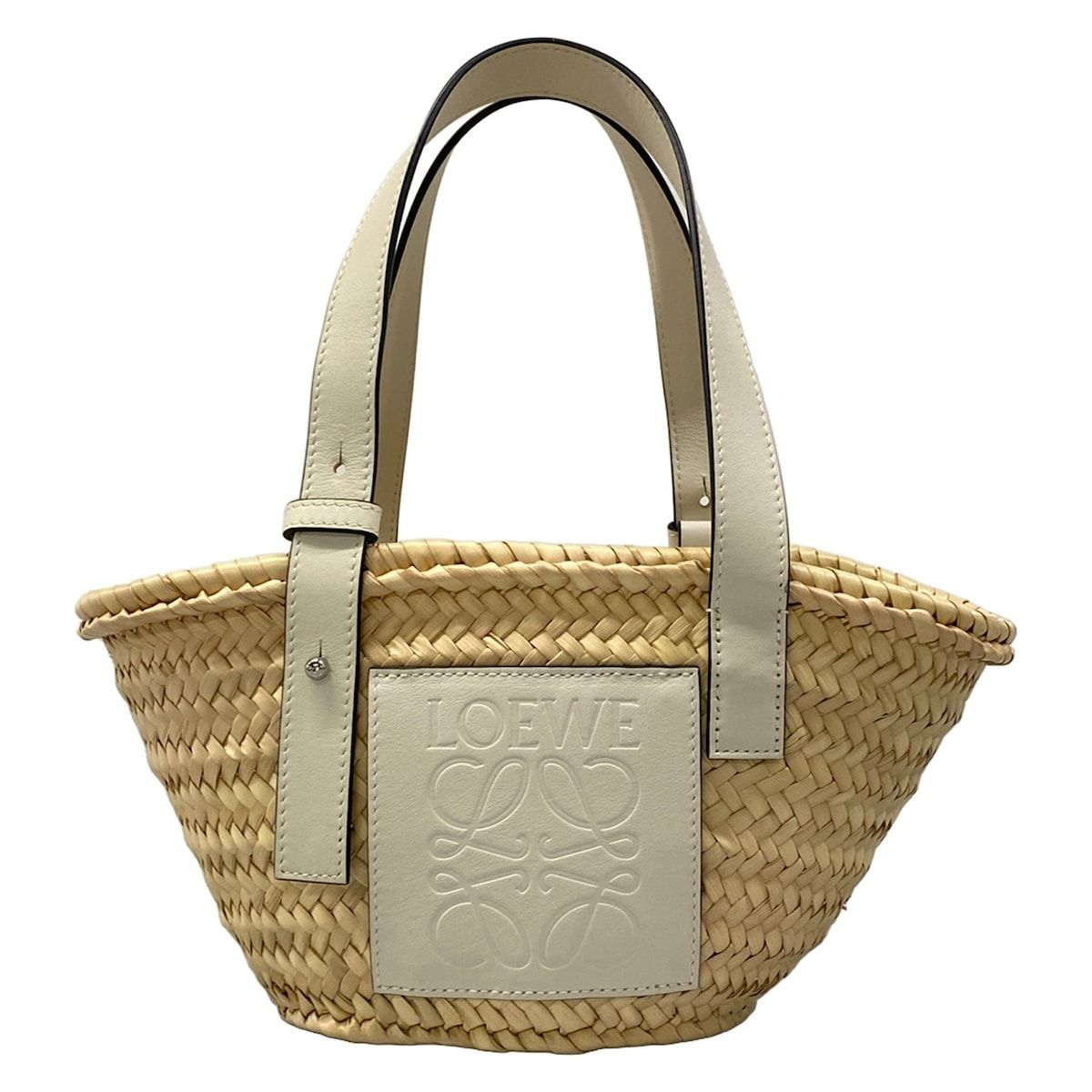 LOEWE(ロエベ) トートバッグ美品 バスケット A223S93X28 アイボリー×白 レザー