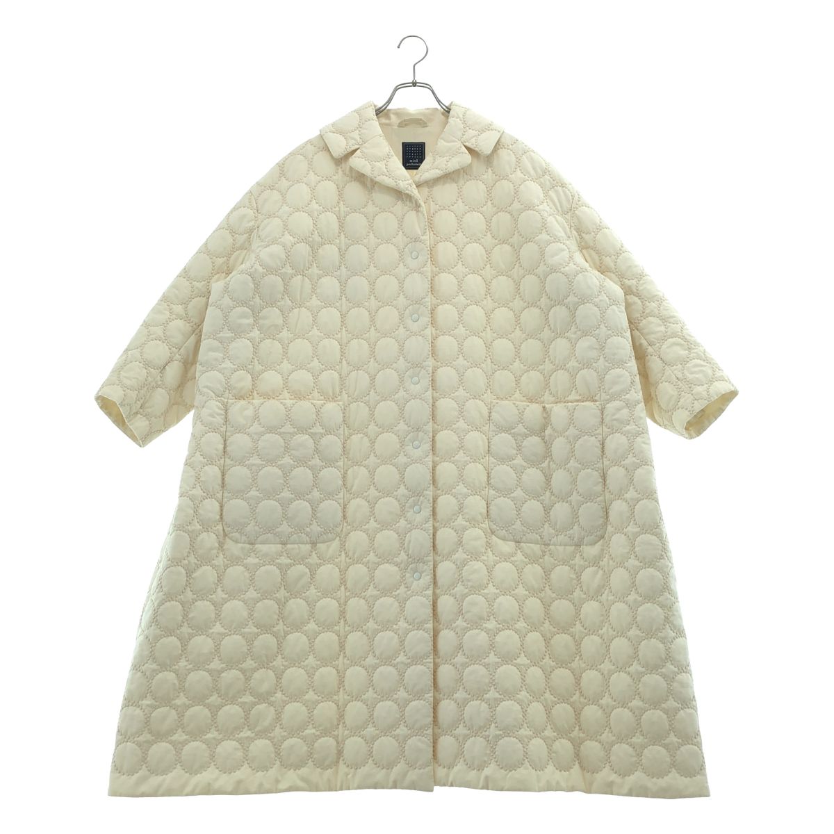 【美品】 mina perhonen / ミナペルホネン | 2023AW | tambourine quilting coat タンバリン 刺しゅう キルティングコート | 38 | ホワイト | レディース