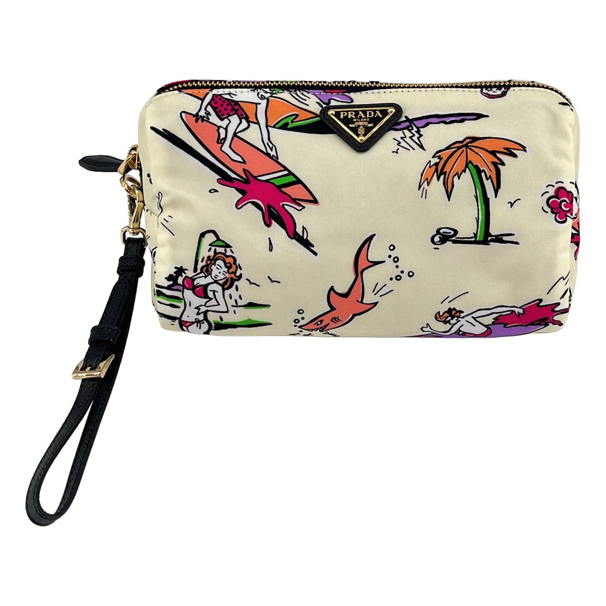 【美品】 PRADA / プラダ | 三角ロゴプレート テスートナイロン ポーチ | マルチカラー | レディース