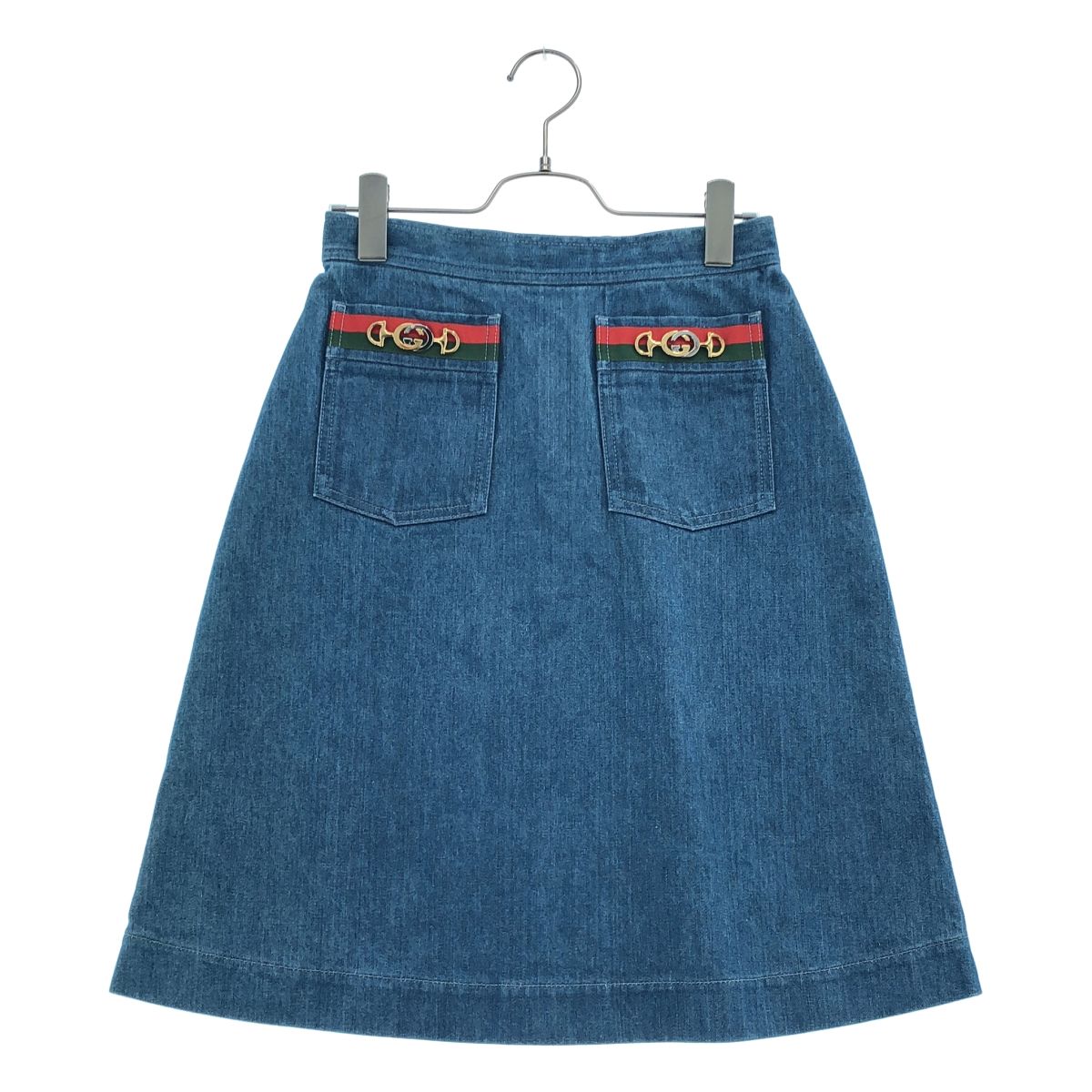 GUCCI / グッチ | ホースビット インターロッキングG フレアデニムスカート | 38 | インディゴ | レディース