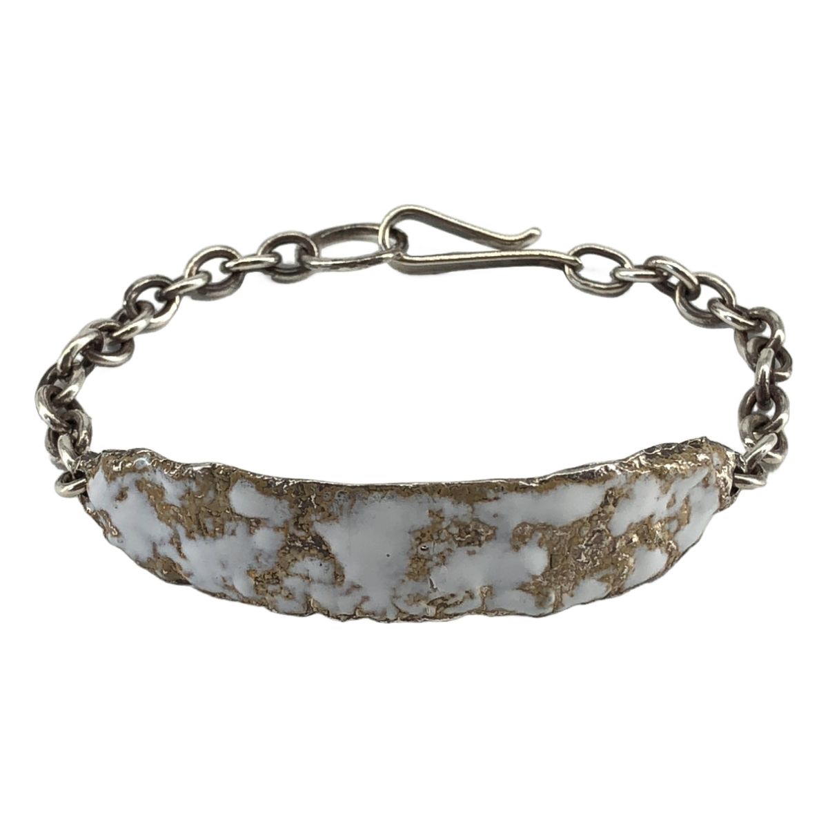 【美品】 iolom / イオロム | Melt Plate Bracelet シルバー ブレスレット | シルバー/ホワイト | メンズ