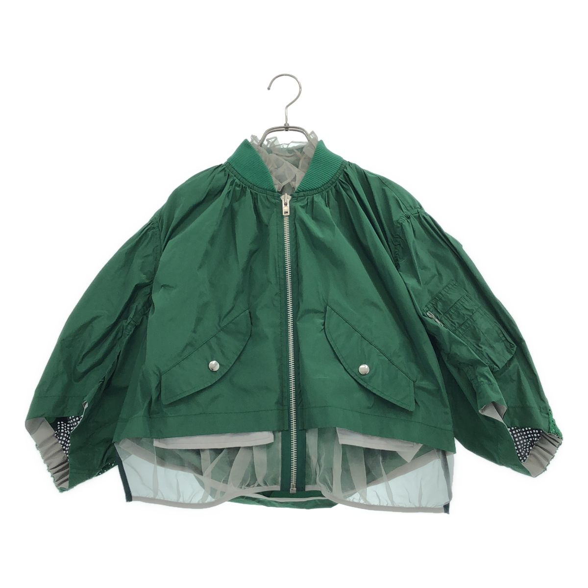 【美品】 sacai / サカイ | メッシュ フリル切替 ブルゾンジャケット | 2 | グリーン | レディース