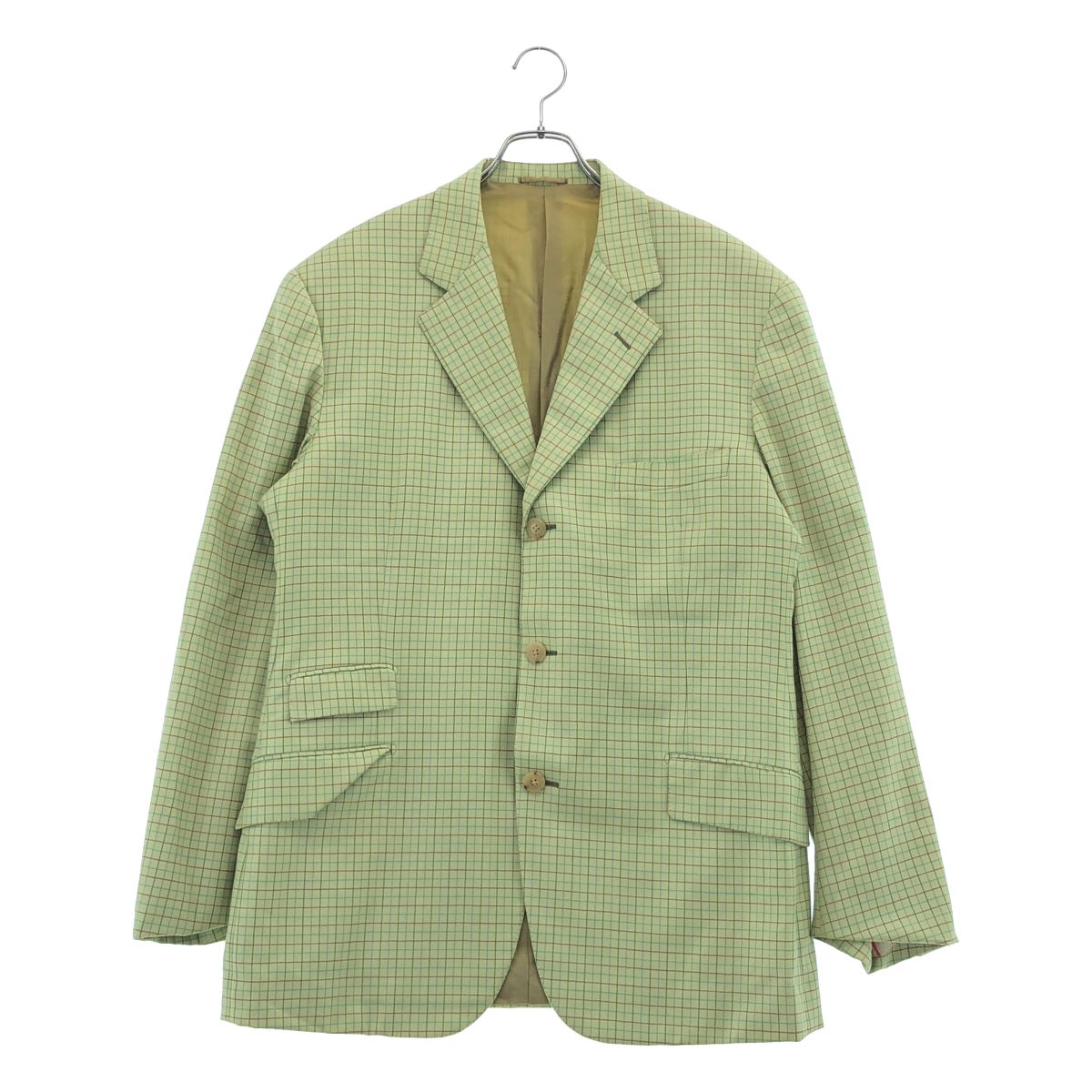HERMES / エルメス | super100's pure wool ウール チェック テーラードジャケット | 52 | ライトグリーン | メンズ 42,739円