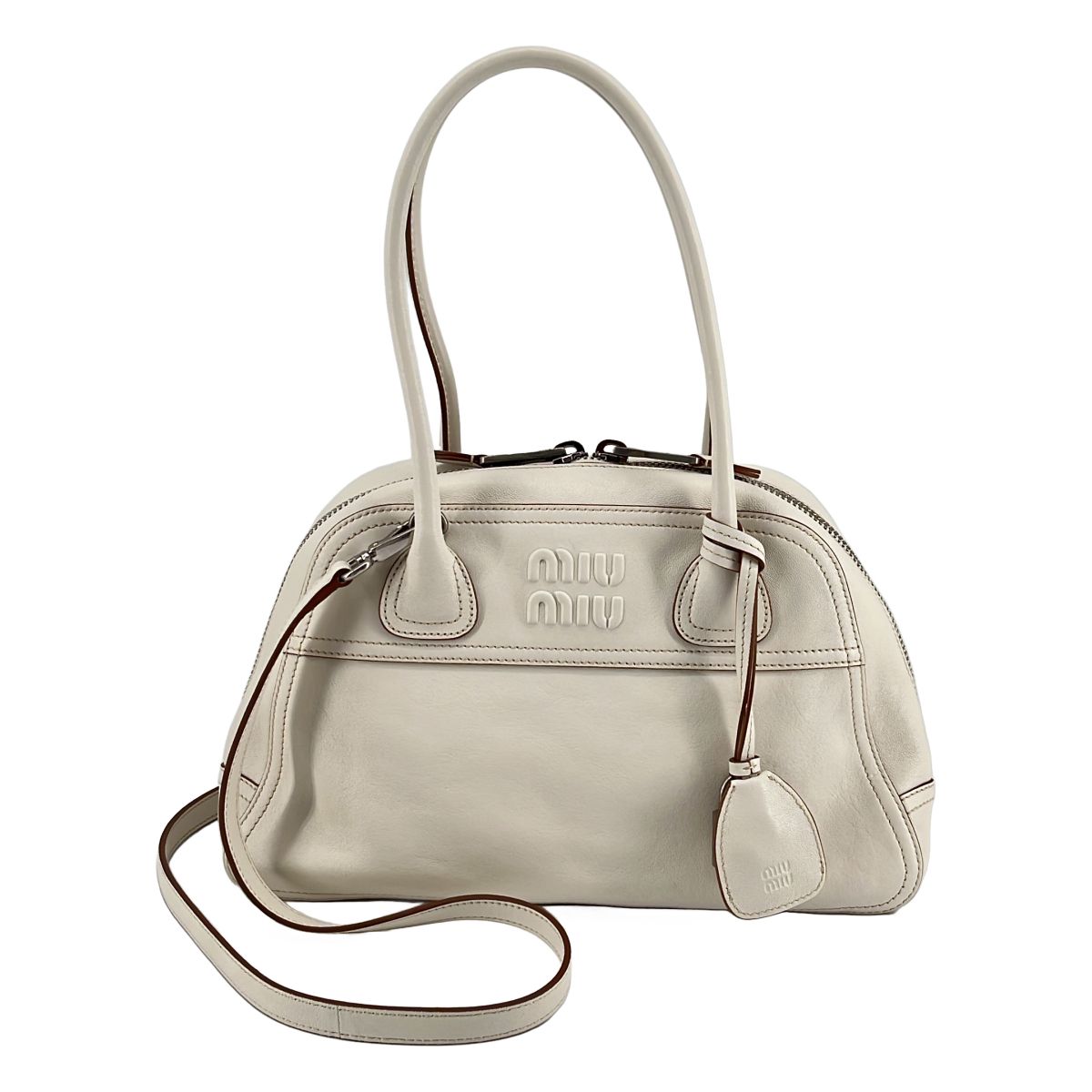 【美品】 miu miu / ミュウミュウ | ヴィヴァン ナッパレザー バッグ | TU | ホワイト | レディース