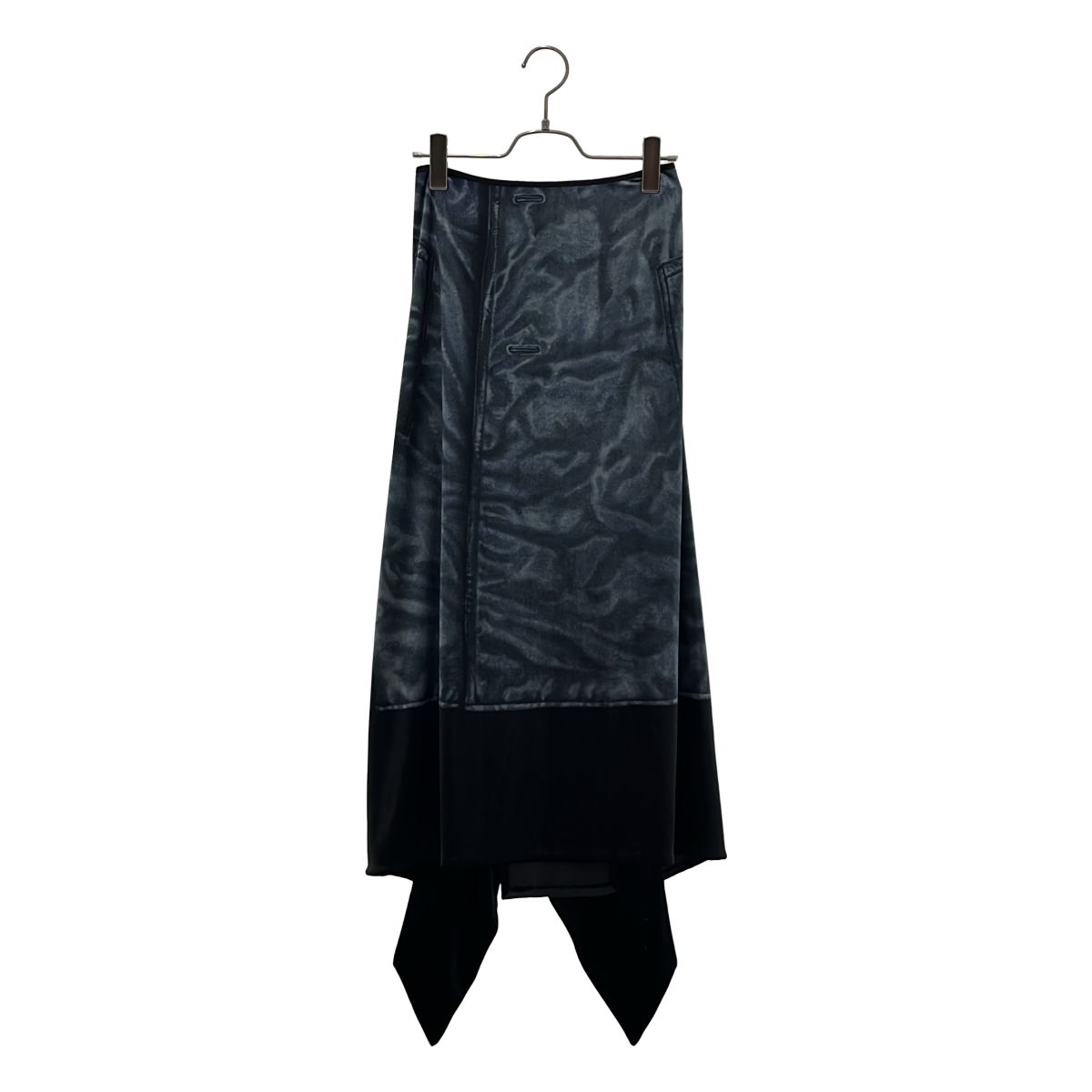 LOEWE / ロエベ | ベロア アシンメトリー スカート | 36 | ブラック/ネイビー | レディース 15,624円