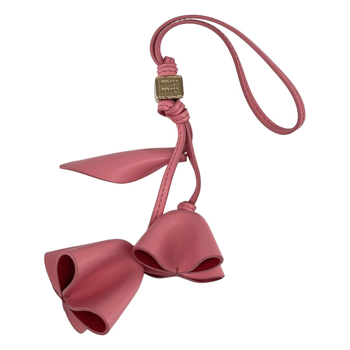 【美品】miu miu チャーム レザー マイクロトリック ピンク シルバー miu miu / ミュウミュウ | レザー フラワーチャーム レザートリック
