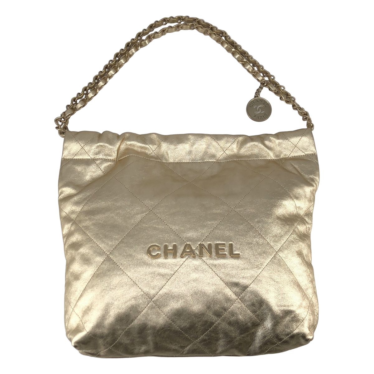 【美品】 CHANEL / シャネル | シャネル22 レザー チェーン ショルダーバッグ | ゴールド | レディース