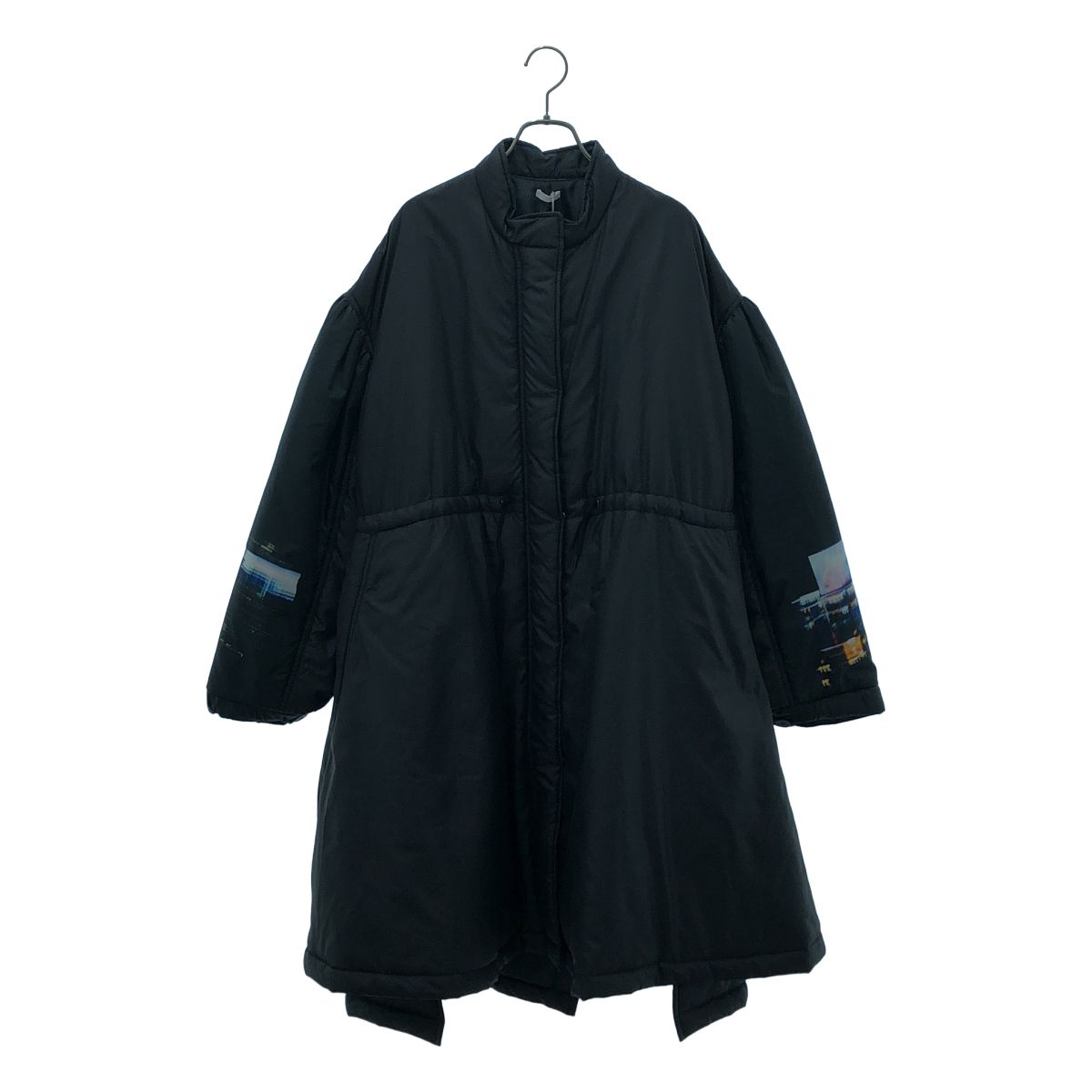 【美品】 TELMA / テルマ | プリント パディング 中綿 ロングコート | 36 | ブラック | レディース