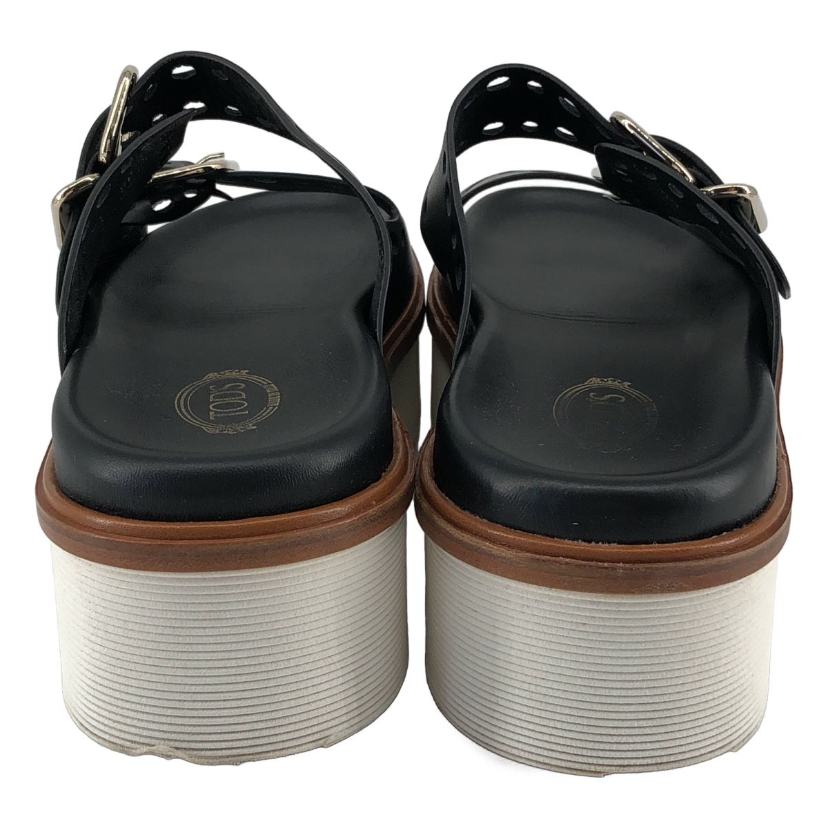 TOD'S / トッズ | パンチングレザー ベルト サンダル | 39 | ブラック