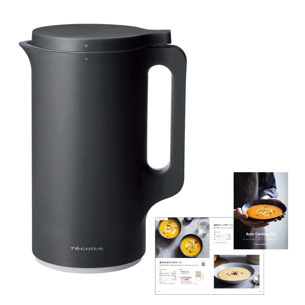 ［日本正規品］recolte レコルト 自動調理ポット スープメーカー 豆乳メーカー 大容量600ml 全自動 レシピ本付 離乳食 ナチュラルブラック RSY-2(BK)t