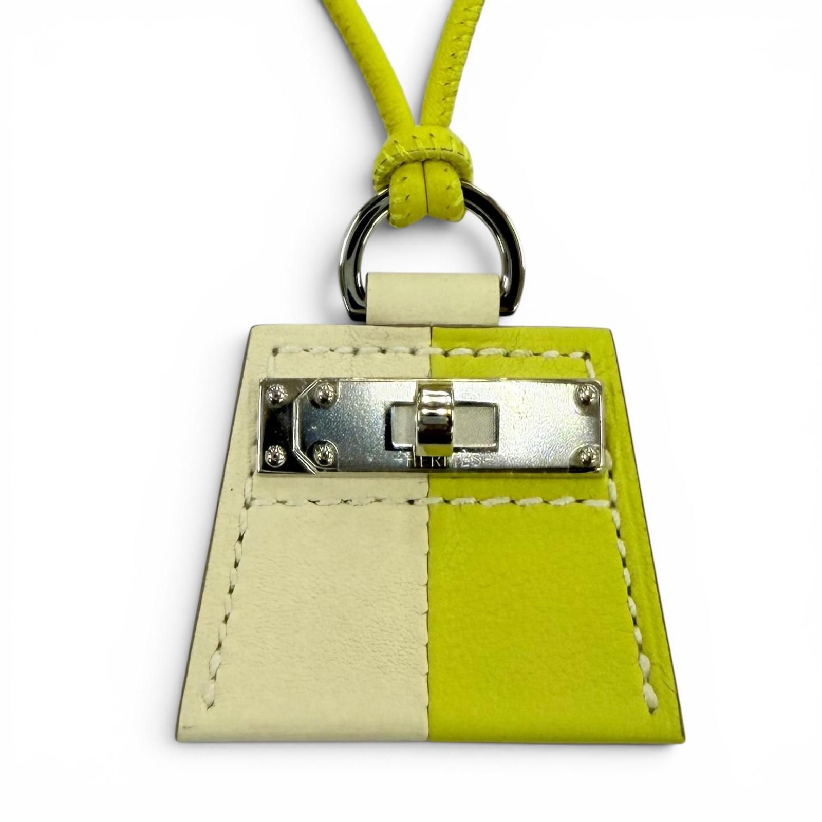 HERMES エルメス バッグチャーム ミニクロシェット イエロー系 レザー レディース シルバー金具 新品未使用展示品 未使用品☆HERMES エルメス モンプティケリー ネックレス レザー