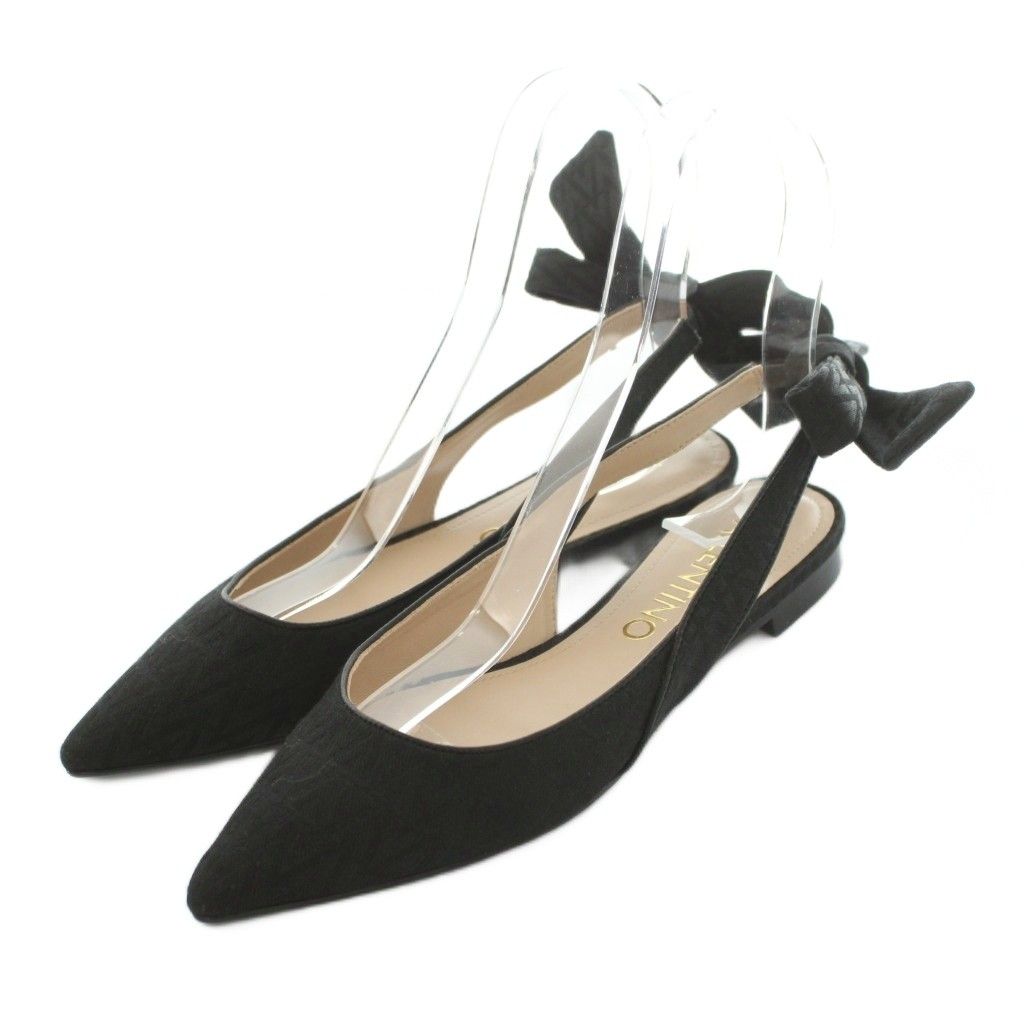 ヴァレンティノ ヴァレンチノ VALENTINO ロゴモノグラム バックリボン パンプス ポインテッドトゥ バックスリング 37 24.0cm 黒 ブラック 91F4103VVV /MI ■OS 14,630円