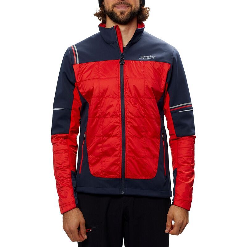スウィックス メンズ アウター ジャケット・ブルゾン Swix Navado Hybrid Jacket Mens Fired レッド