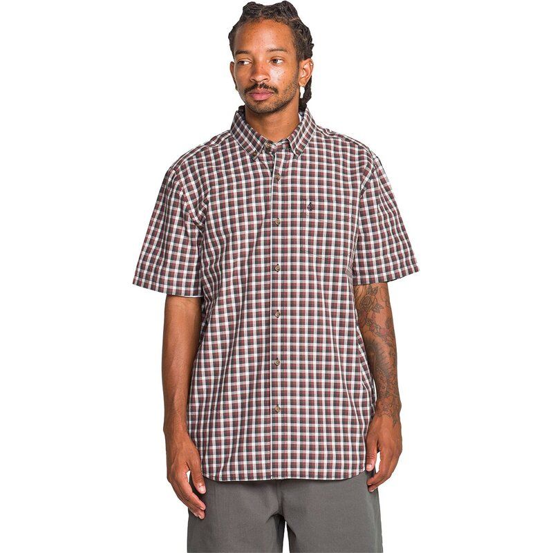 ボルコム メンズ トップス シャツ 半袖 Volcom Louie Check ShortSleeve Shirt Mens Light Blue Acid ブルー