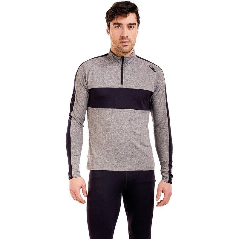 スウィックス メンズ トップス Tシャツ Swix Tista 12Zip Mid Layer Top Mens Light Grey Melange グレー