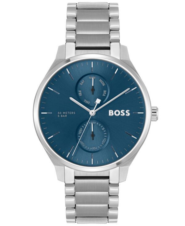 ヒューゴボス メンズ アクセサリー 腕時計 Tシャツ Hugo Boss Mens Tyler Quartz Multifunction Stainless Steel Watch 43mm Silv