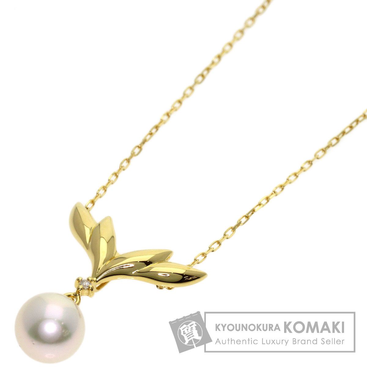 MIKIMOTO ミキモト パール 真珠 ダイヤモンド ネックレス K18YG レディース [中古]