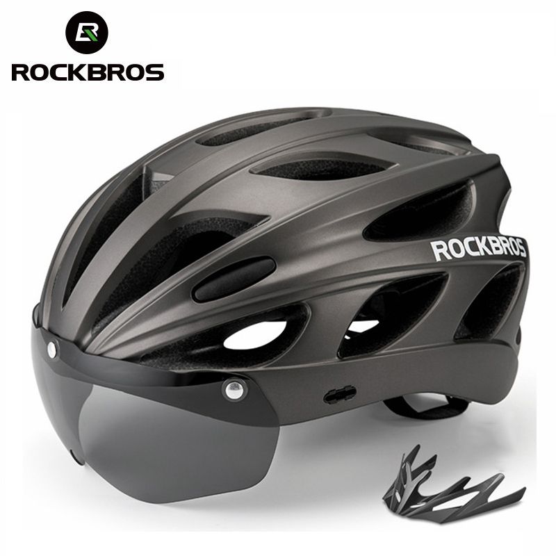 Rockbros 通気性オートバイヘルメット 男女兼用 レンズ付き