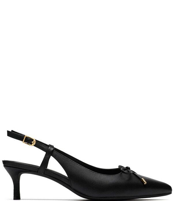 クラークス レディース シューズ パンプス レザー ヒール Clarksignature Zarey Bow Leather Pointed Toe Kitten Heel Slingback Pum