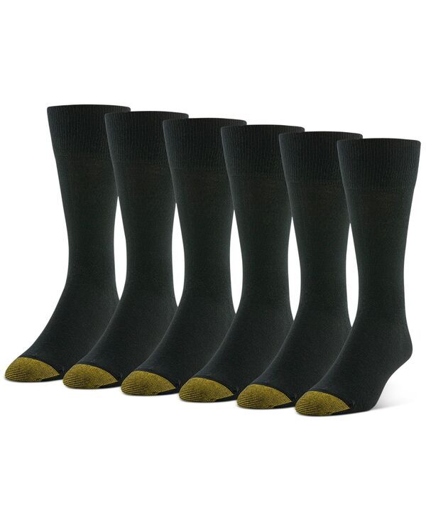 ゴールドトゥ メンズ アンダーウェア 靴下 Gold Toe Mens 6pack Cambridge Solid Crew Socks Black ブラック 6,784円
