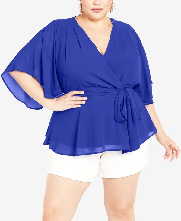 シティーシック レディース トップス シャツ プラスサイズ CITY CHIC Plusizelegant Wrap Top Ultra Blue ブルー