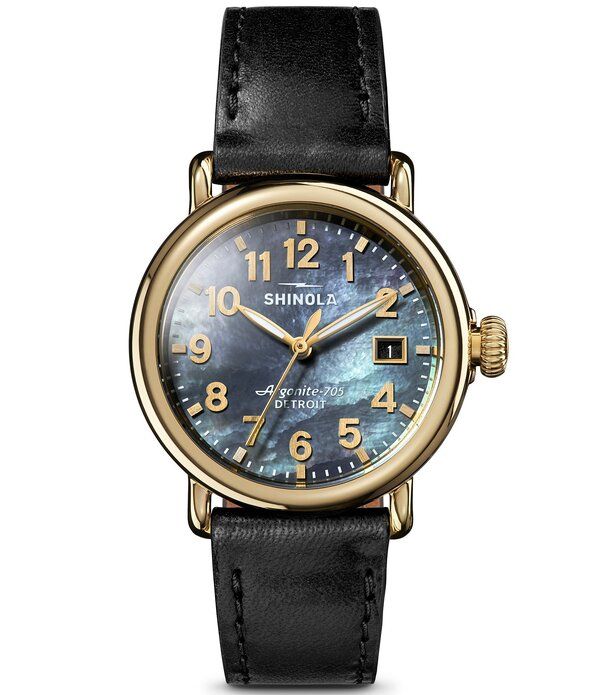 シャイノーラ レディース アクセサリー 腕時計 レザー SHINOLA Womens Runwell Quartz Analog Leather Strap Watch BlackGray Mothe 117,400円
