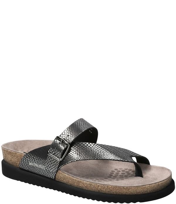 メフィスト レディース シューズ パンプス サンダル レザー Mephisto Helen Buckle Detail Snakembossed Leather Casual Sandals Grey