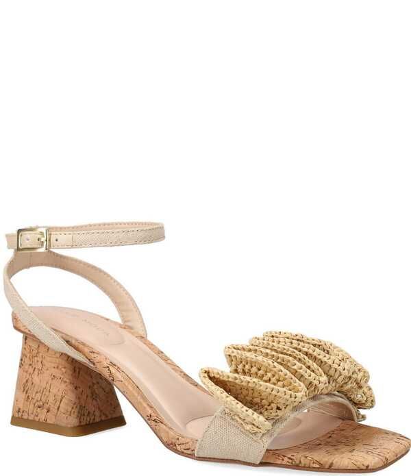 ペレモーダ レディース シューズ ヒール フリル サンダル リネン Pelle Moda Tiann Linen Ruffle Cork Block Heel Sandals Natural 35,620円