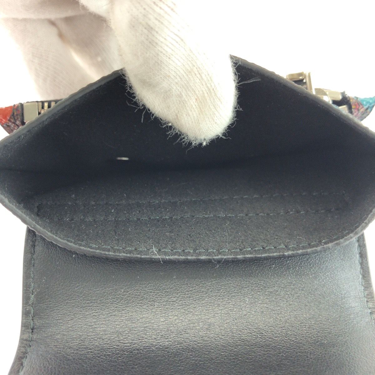 美品 ETRO エトロ ペイズリー ペガサス マルチカラー シルバー金具 PVC