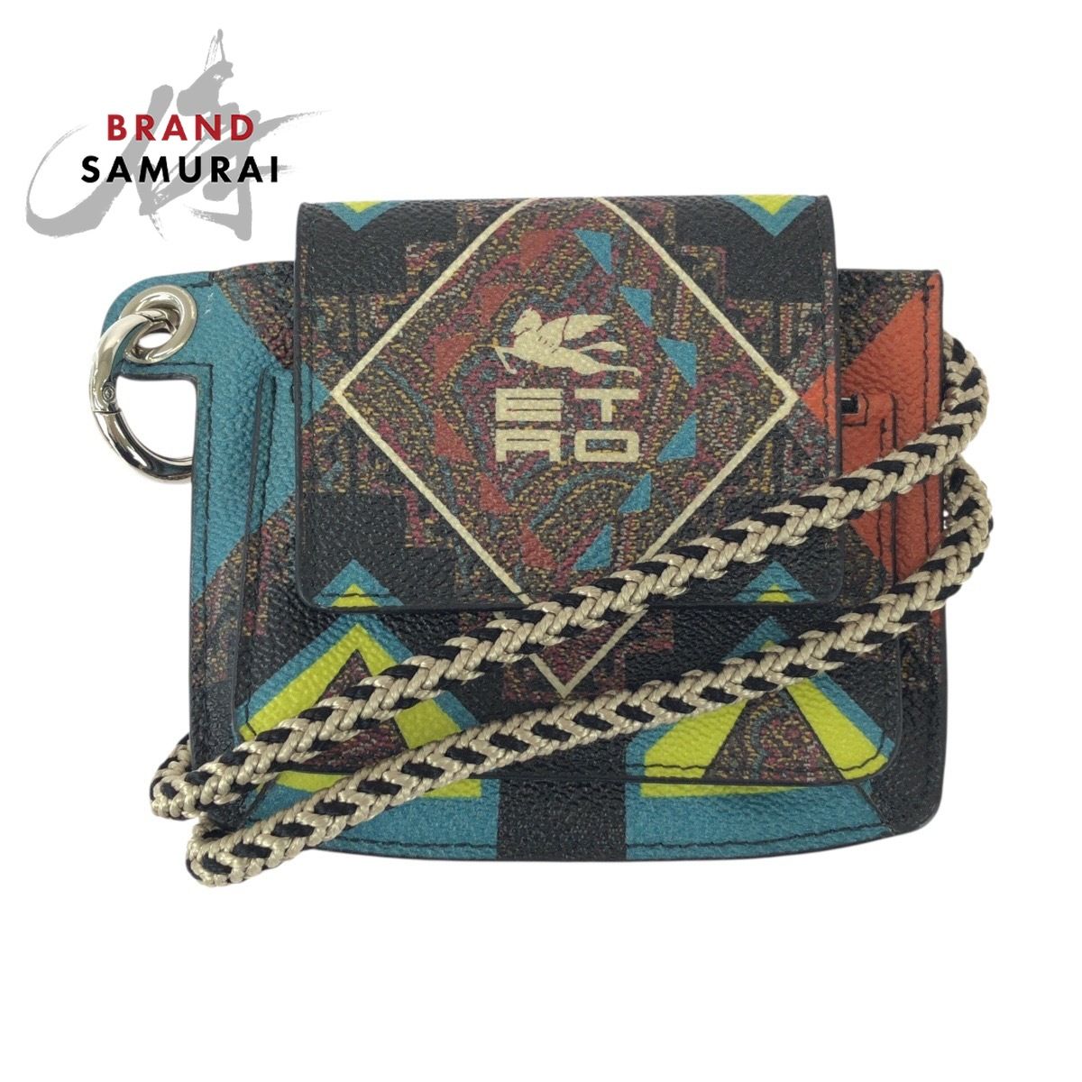 美品 ETRO エトロ ペイズリー ペガサス マルチカラー シルバー金具 PVC