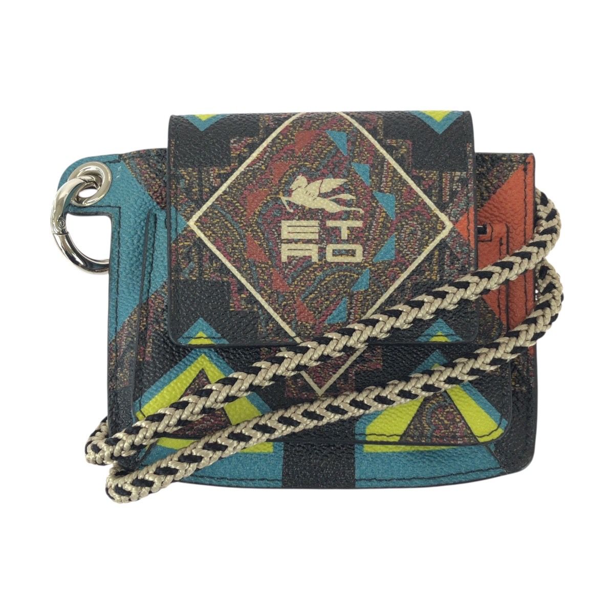 美品 ETRO エトロ ペイズリー ペガサス マルチカラー シルバー金具 PVC