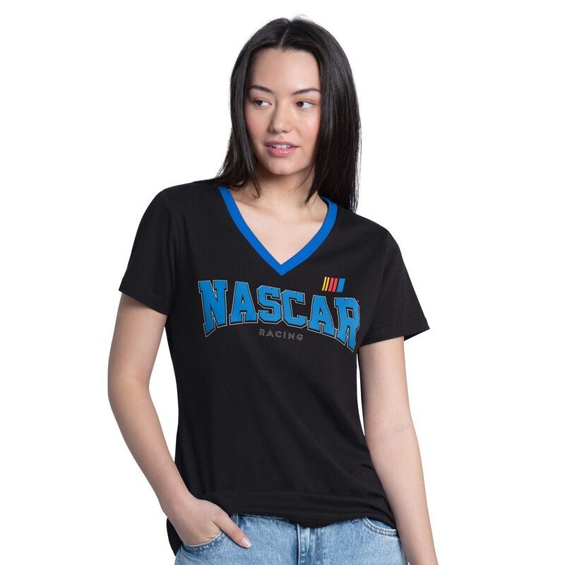 ジースリー フォーハー バイ カール バンクス レディース トップス Tシャツ Vネック Womens GIII 4Her by Carl Banks Black NASCAR Merchandise