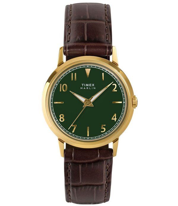 タイメックス レディース アクセサリー 腕時計 レザー Timex Unisex Marlin Quartz Analog Leather Strap Watch Brown ブラウン