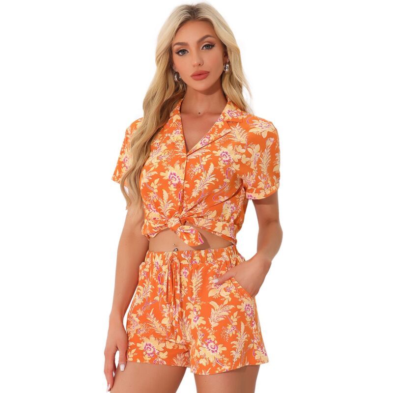 アレグラ ケー レディース アウター ジャケット・ブルゾン ボタンダウン シャツ ショートパンツ ダウン ALLEGRA K Women Hawaiian Shirt and Shortsetropi