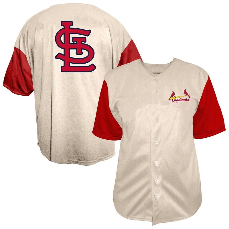 ファナティクス レディース トップス Tシャツ トール ジャージー Fanatics Mens Profile Cream St Louis Cardinals Big Tall FullButton