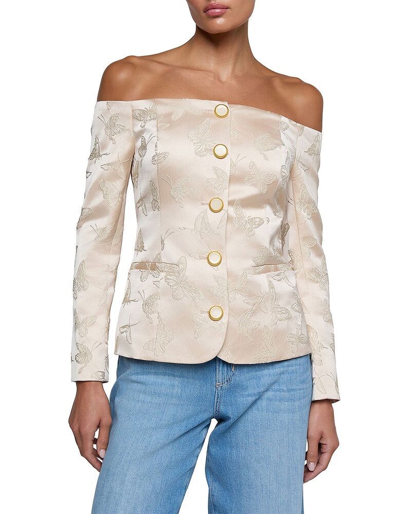 ラジャンス レディース アウター ジャケット・ブルゾン ブレザー LAGENCE Alice OfftheShoulder Blazer Pale Pink Butterfly ピンク